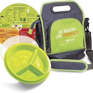 Compartment Lunchbag with 1 Lidded 3-section Portion control Divided Plate